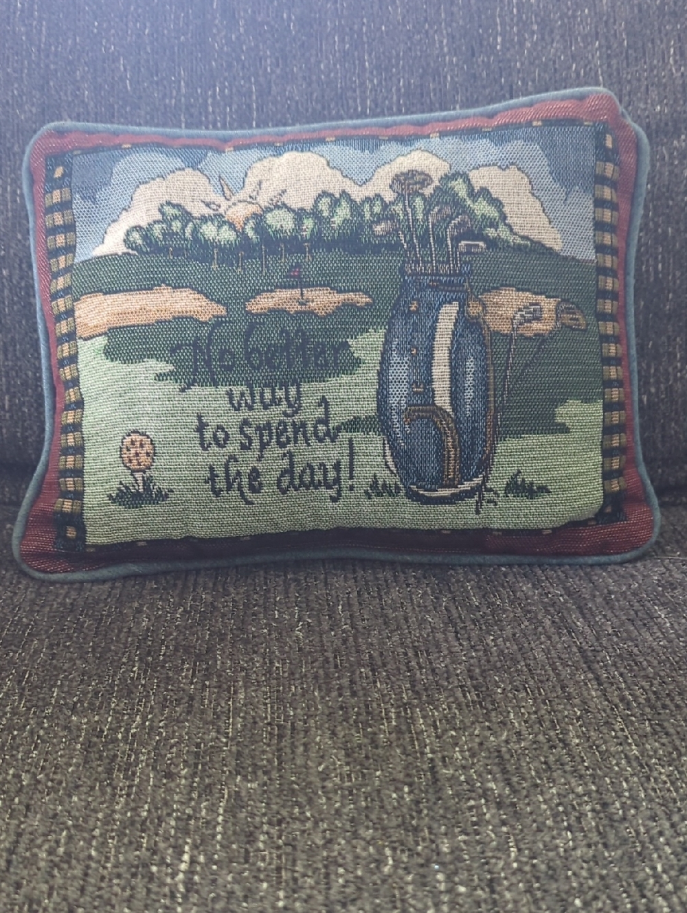 Decorative Golf-Themed Accent Pillow - Blue & Green